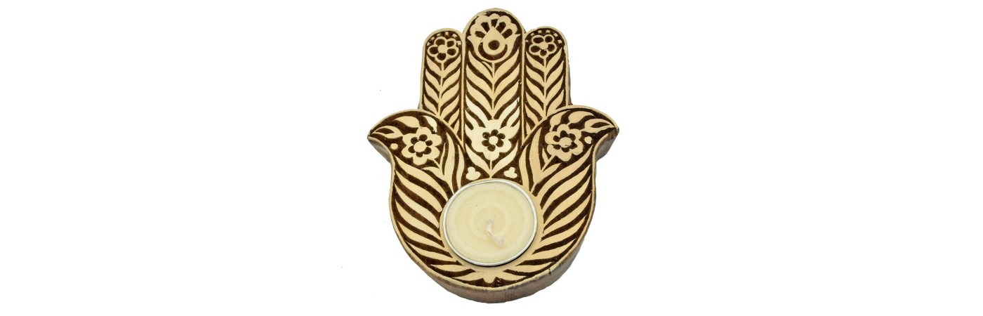 Floral Hamsa Tealight Candle  Holder 